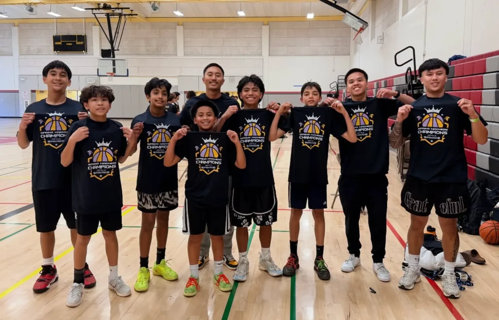 By Any Means San Jose athletes with their Spring Madness championship shirts